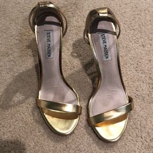 Steve Madden gold ankle strap heels